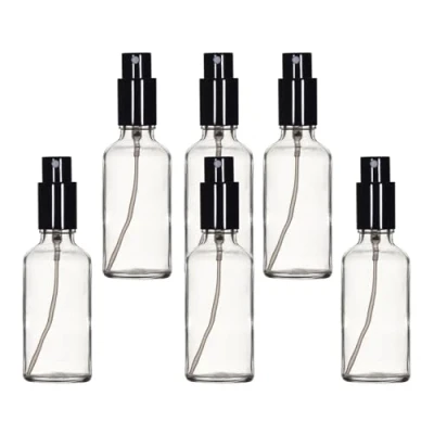 Imagen de YIZHAO Transparente Bote Spray Pulverizador Cristal 50ml, Pequeño con Fina Niebla, para Aceite Esencial, Aromaterapia, Perfume,Limpieza, Viaje, Agua,Farmacia, Laboratorio 6Pcs