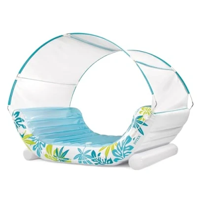 Imagen de Intex, Colchoneta Hinchable, 224x150x165 cm, Incluye Parche reparación, Cuerda de Agarre, Toldo Solar Desmontable, 2 portabebidas, Colchonetas Piscina, Hinchables Playa, Juguete Agua (56294)