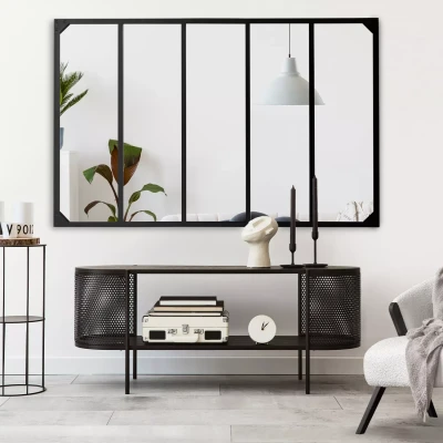 Imagen de IDMarket Espejo de cristal con 5 tiras diseño industrial 140 x 84 cm