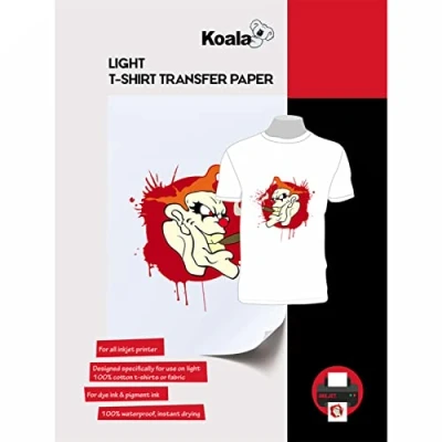 Imagen de KOALA Papel de transferencia tinta para camisetas blancas y claras, 10 hojas, A3