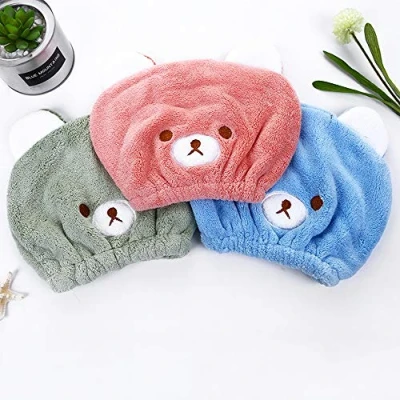 Imagen de Abcsea 2 piezas toalla para el cabello saca rapido niños, de pelo secado rápido, turbante microfibra secar pelo, gorro azul y verde