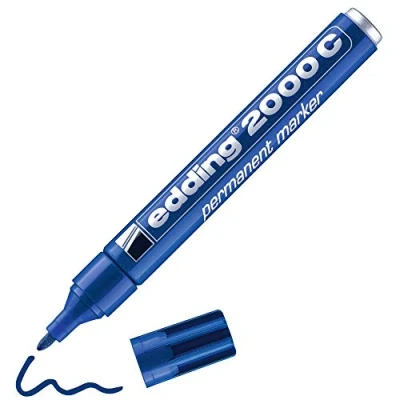 Imagen de edding 2000 C marcador permanente azul 1 rotulador punta redonda 1,5 3 mm indeleble de secado rápido resistente al agua y a los borrones cartón, plástico, madera, metal, tela universal