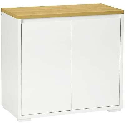 Imagen de HOMCOM Aparador de Salón Armario Almacenamiento Mueble Auxiliar Cocina con 2 Puertas y Estante Ajustable para Comedor Entrada 80x37x75 cm Blanco
