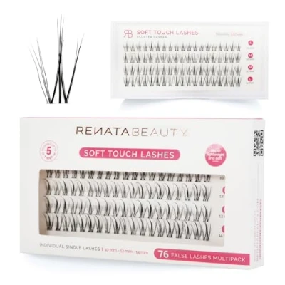Imagen de Renata Beauty Pestañas Soft Touch Multipack 76 piezas, Longitudes Mixtas (10mm, 12mm, 14mm), Rizo C Natural, Volumen Suave, Fácil Aplicación, Reutilizables, Ideales para un Look Sutil y Delicado