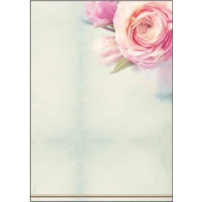 Imagen de SIGEL DP004 Papel de cartas, 21 x 29,7 cm, 90g/m², Rosas, rosa y verde, 50 hojas