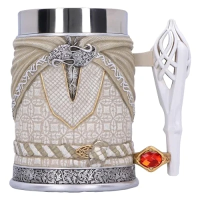 Imagen de Nemesis Now Jarra de cerveza El Señor los Anillos Gandalf The White 15 cm, resina, color blanco, con licencia oficial del Anillos, fundida en la mejor pintada a mano por
