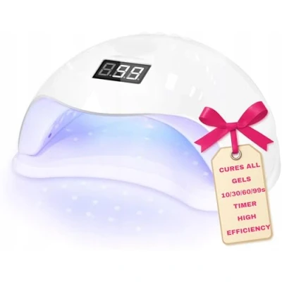 Imagen de LALILL Lámpara UV LED para Uñas 48W Blanca, Secador de Gel, Híbrido Temporizador 10/30/60/99s, Sensor Infrarrojo, Pantalla LCD Curado, Modelado, Manicura