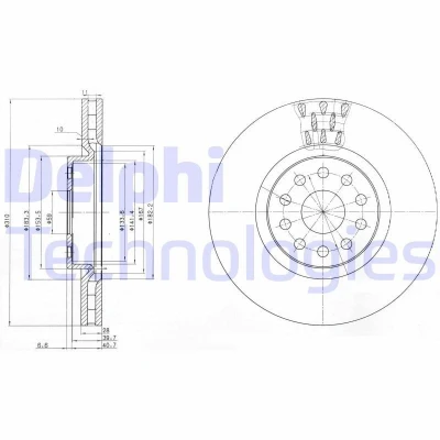 Imagen de DELPHI BG3497 Disco de freno 310 28 5 ventilado aceitado sin procesar cojinete rueda, anillo sensor ABS ALFA ROMEO: 166