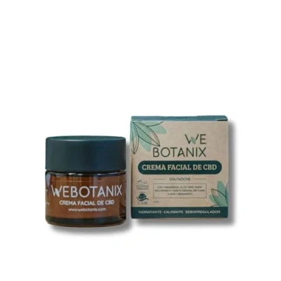 Imagen de WeBotanix Crema Facial de CBD BIO 50 ml Cannabidiol Aloe Vera Ácido Hialurónico Hidratante y Regeneradora Alivio Picores e Irritaciones Vegano