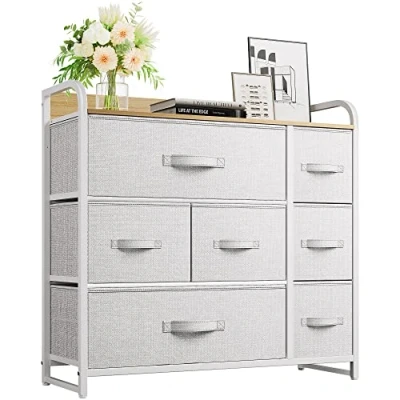 Imagen de YITAHOME Comoda 7 cajones,Cajonera de Tela,Sinfonier,Robusta Estructura metálica,para Dormitorio, Salón, Pasillo,Gris Claro