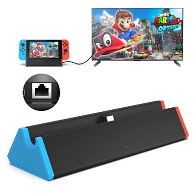 Imagen de SiWiQU 【Actualizado 2022】 Switch TV Dock Adaptador Ethernet RJ45 1000 Mbit Compatible con Nintendo Switch/Switch OLED, Base Repuesto Oficial 4K HDMI Tipo C 2 xUSB