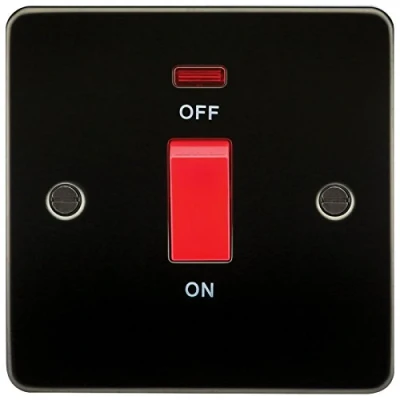Imagen de Knightsbridge fpav8331ngm 45 A 1 Gang Placa Plana DP Interruptor Luz de Neón Gunmetal