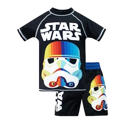 Imagen de Star Wars Set de Natacion para Niños Bañador Stormtrooper 2 Piezas Camiseta y Pantalones Cortos Baño Edades 3 a 13 años Multicolor 9 10