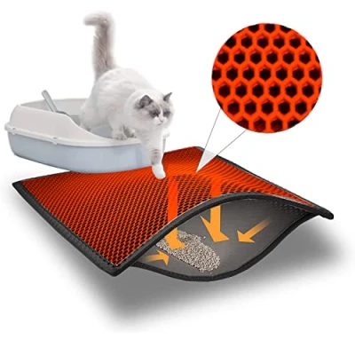 Imagen de Blue Eyes Alfombrilla para arena gatos, 60 x 40 cm, impermeable, doble capa, color rojo