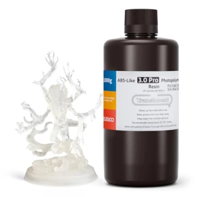 Imagen de ELEGOO ABS Like 3.0 Pro Resina Transparente 1000g, Impresora 3D mejorada para una Mayor Resistencia al Calor y a los Arañazos, Compatible con la Mayoría de
