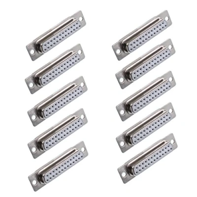 Imagen de Oiyagai 10 Piezas Conector Adaptador D Sub Femenino DB25 de Tipo Soldadura Reemplazo Taza Soldadura, Blanco