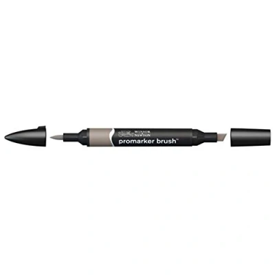 Imagen de Winsor &amp; Newton Promarker Brush Rotulador Doble Punta, Punta Pincel, Tinta Base Alcohol, Color Warm Grey 4 (wg4)