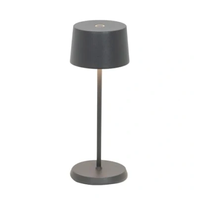 Imagen de Zafferano, Olivia Micro Lamp, Lámpara de Mesa Portátil y Recargable con Control Táctil, para Salón Exterior, Atenuador, 2200 3000 K, Altura 20 cm, Color Gris Oscuro