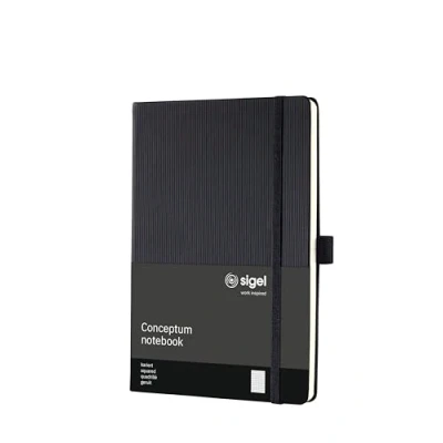 Imagen de SIGEL CO121 Cuaderno premium cuadriculado, A5, tapa dura, negro Conceptum