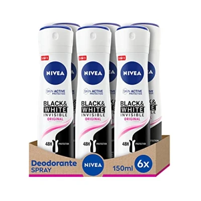 Imagen de NIVEA Black &amp; White Original Desodorante Spray, 6 envases de 150 ML