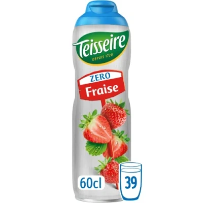 Imagen de Teisseire Zero Azúcar, Jarabe de Fresa para Bebida Refrescante, Cócteles, Bidón 60cl