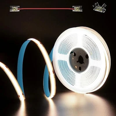 Imagen de PAUTIX Tira de LED Cob blanco 4000K DC24V, 5m 480LEDs/M sin soldadura CRI90 para proyecto iluminación bricolaje en el hogar con conector 8mm(adaptador corriente no incluido)