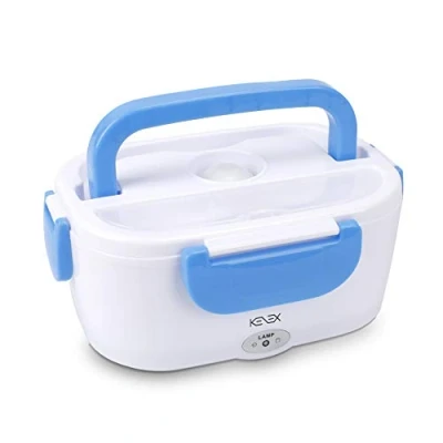 Imagen de KENEX Tartera Eléctrica para Coche KNA260 Incluye Cuchara Calienta Rápido la Comida Gran Capacidad Cierre Seguro Asa de Fácil Agarre Fiambrera Color Blanco/Azul