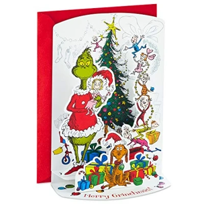 Imagen de Hallmark Grinch tarjetas de Navidad en caja, diseño Feliz Grinchmas (8 desplegables y sobres)