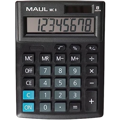 Imagen de MAUL Calculadora MC8, Pantalla Grande en ángulo, 8 dígitos, de Escritorio Profesional para Oficina, hogar, Escuela, Solar/batería, 13,7 x 10,3 cm, Color Negro