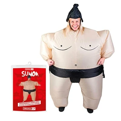 Imagen de AirSuit® Disfraz de Sumo Inflable Traje Peculiar Tamaño Adulto Poliéster Cómodo Resistente Sistema inflación Incluido OriginalCup®