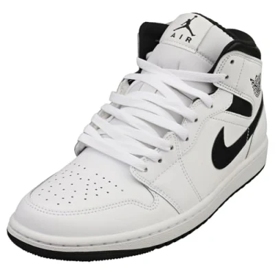 Imagen de Jordan AIR 1 MID Zapatillas altas, Hombre, Talla: 45, White/black Piel/piel de imitación