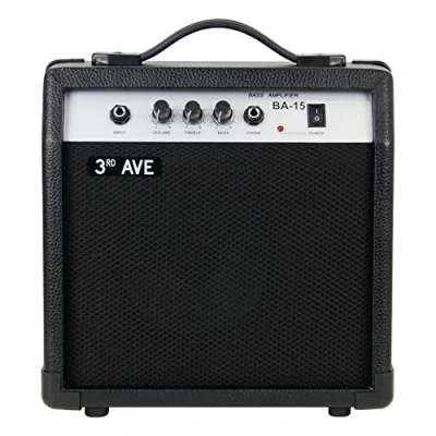 Imagen de 3rd Avenue Amplificador para bajo de 15 W con diseño Delgado Caja Caucho Robusta, Salida Auriculares, Ecualizador Tres Bandas y Control Tono, Negro