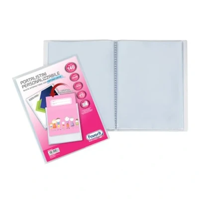 Imagen de FAVORIT Portalista con sobres fijos y bolsillo frontal personalizable para hojas de 140 sobres, 22 x 30 cm, transparente