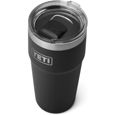 Imagen de YETI Rambler Vaso apilable de acero inoxidable aislado al vacío con tapa Magslider, color negro, 591 ml