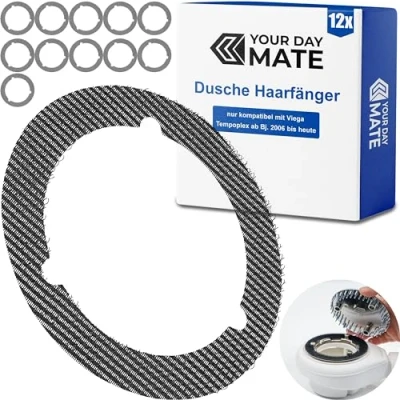 Imagen de colador desechable, 12 pzs, compatible con el desagüe de ducha Viega Tempoplex año 2006 en la actualidad, desechable filtro ducha, pelo