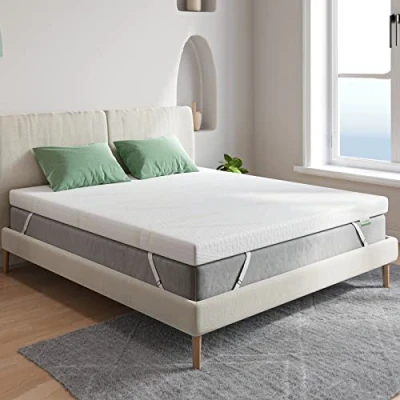 Imagen de Novilla Topper Viscoelástico 140x190 5 cm, Cubrecolchón de Gel, Sobrecolchón Espuma con Memoria, Funda Colchón Transpirable, Extraíble y Lavable, Blanco