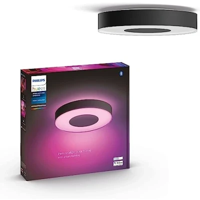 Imagen de Philips Hue Lámpara de techo LED inteligente Infuse 52W 3450 lúmens, Luz Blanca y Colores, Compatible con Alexa Google Home, Color Negro, diámetro 42,5cm