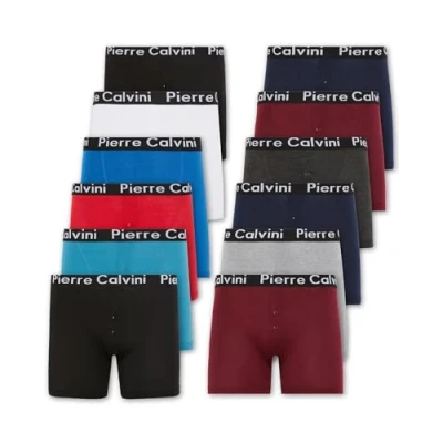 Imagen de Pierre Calvini Button Fly, Bóxer Hombre, Negro, Paquete de 12, M