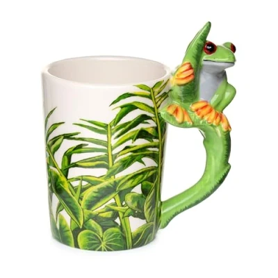 Imagen de Puckator SMUG23 Taza con asa de Rana, 8 x 11,5 13,5 cm, Porcelana, Verde, cm
