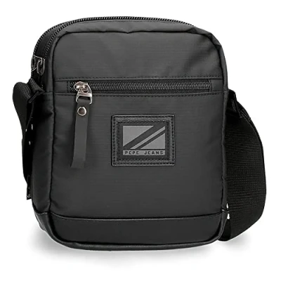 Imagen de Pepe Jeans Straps Bandolera Dos Compartimentos Negro 17x22x7,5 cms Poliéster con detalles en Piel Sintética