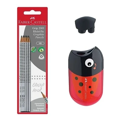 Imagen de FABER CASTELL 205078 Set de escritura con 6 lápices HB y sacapuntas escarabajo, para niños