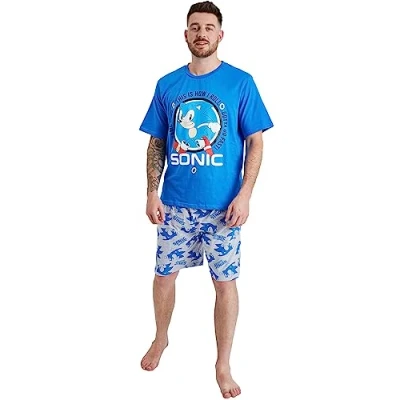 Imagen de Sonic The Hedgehog Pijama corto para hombre Gamer Gaming Pyjamas, Sonic, L