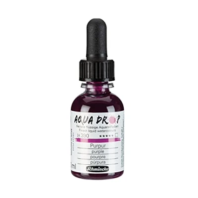 Imagen de Schmincke AQUA DROP, acuarela líquida a base de pigmentos, color Púrpura en frasco 30 ml con pipeta, 24390034, para pintar acuarela, esbozos urbanos, caligrafía, rotulación mano