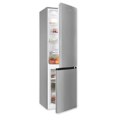 Imagen de Exquisit® Frigorífico Combi, 251L, Clase C, Color inoxlook AZ, Cajón Verdulero, Estantes de Cristal, Altura Regulable, Tiradores Integrados, Luz LED, Consumo 141 kWh/año, Medidas 180,5x54,5x60cm.