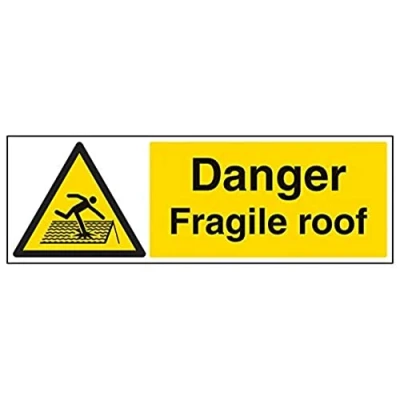 Imagen de vsafety signos 67150bp r &quot;peligro frágil techo señal de advertencia construcción, 1 mm plástico rígido, paisaje, 600 x 200 mm, color negro/amarillo