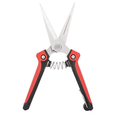 Imagen de Housolution Tijeras de Podar, Acero Inoxidable para Trabajo Pesado Ultra Sharp Tijera Podadora Mano Multiusos la Cosecha Frutas y Hortalizas Negro Rojo