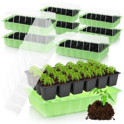 Imagen de com four® Invernadero de Interior 8X, Placas Macetas múltiples con Tapa, Maceta Cultivo para 192 Plantas, Juego Flores (8 Piezas invernaderos Interior)