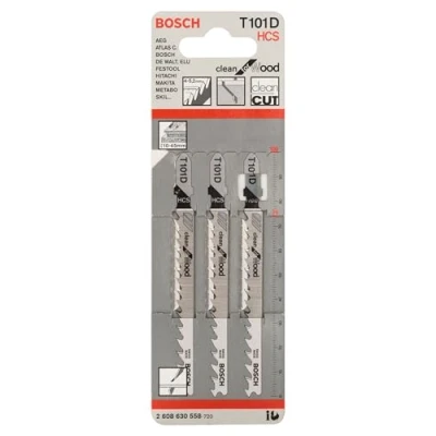 Imagen de Bosch Professional 3 x Hojas de Sierra calar T 101 D Clean for Wood (para Madera blanda, corte recto, accesorios calar)