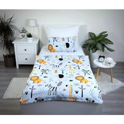 Imagen de Theonoi Juego completo de ropa cama infantil 100 x 135 cm y funda almohada 40 60 cm, algodón, certificado Öko Tex Standard para niños niñas (animales safari selva)