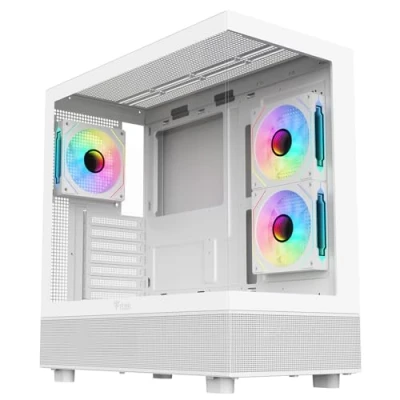 Imagen de Itek Caja SHOWBUI 42W Torre Gaming, ATX, Ventilador ARGB 3x12cm, 2xUSB3, Tipo C, Panel Frontal y Lateral de Vidrio Templado, edición Blanca